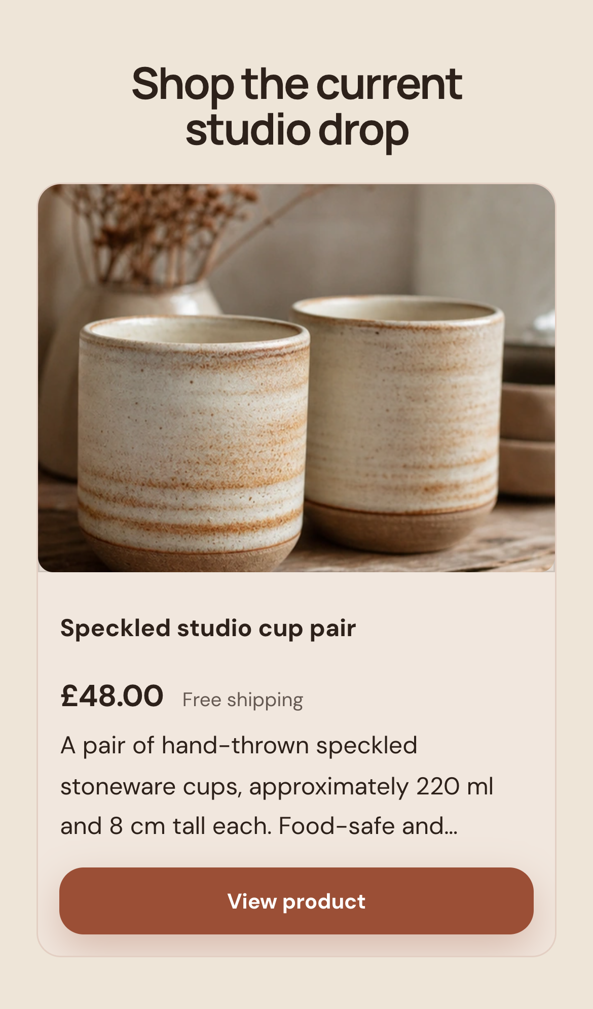 Kiln & Colour: actual product offer section, including the customer action — mobile