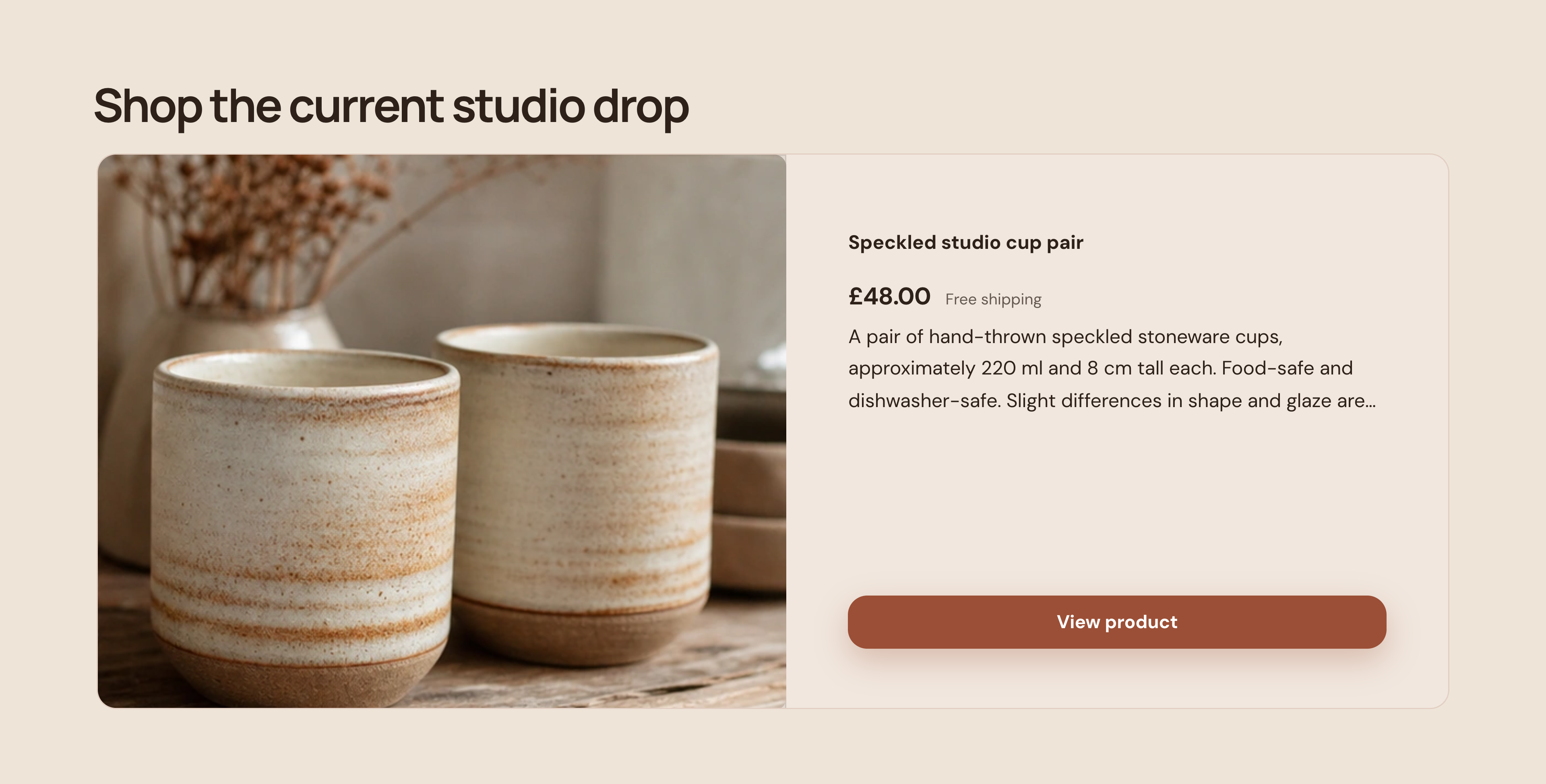 Kiln & Colour: actual product offer section, including the customer action — desktop