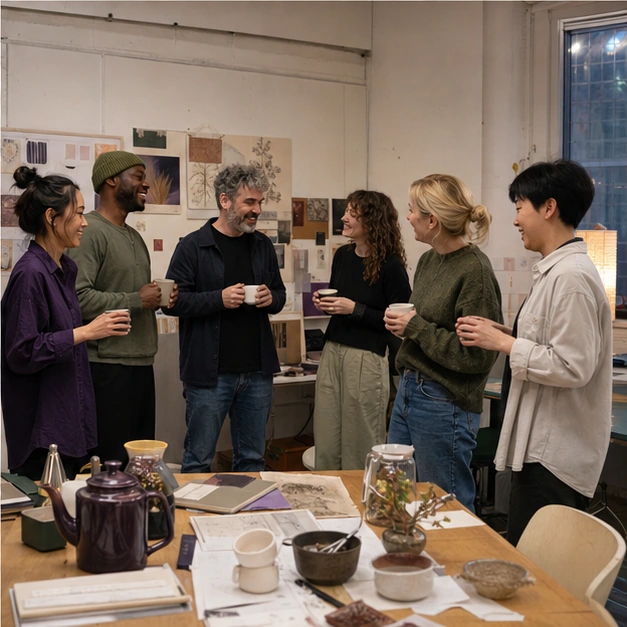 Members sharing work in the studio